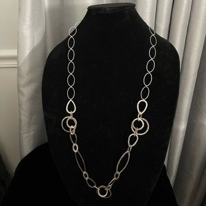 Gold Tone Hammered Metal Chain Link Necklace